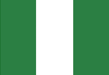 National flag of Nigeria with vertical green-white-green stripes.
